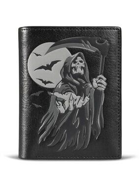 New Cool Wallets For Men Bifold,Skull Mens Wallet Leather Vertical,RFID